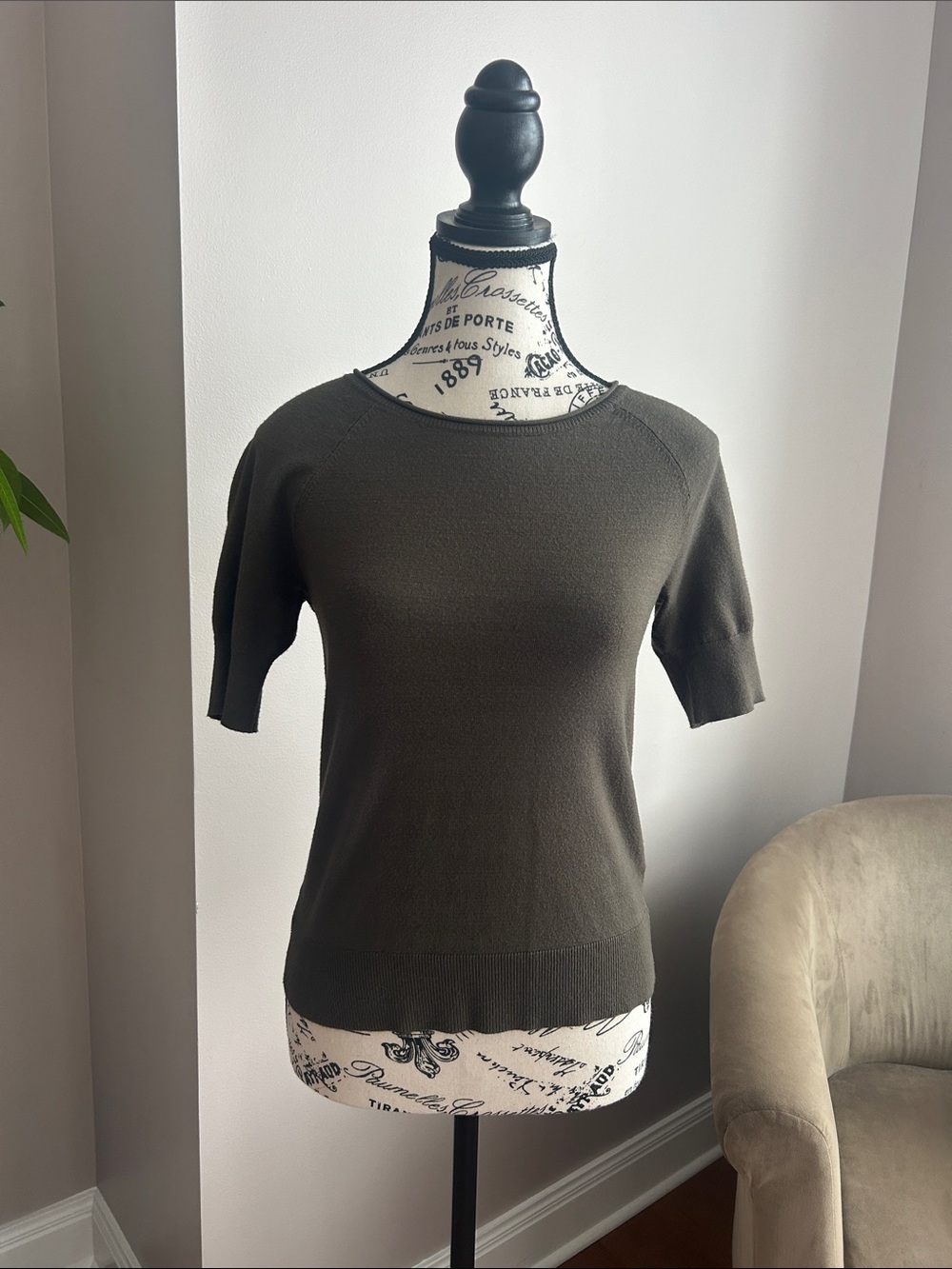 Olive Green Short Sleeve Knit Top by LOFT